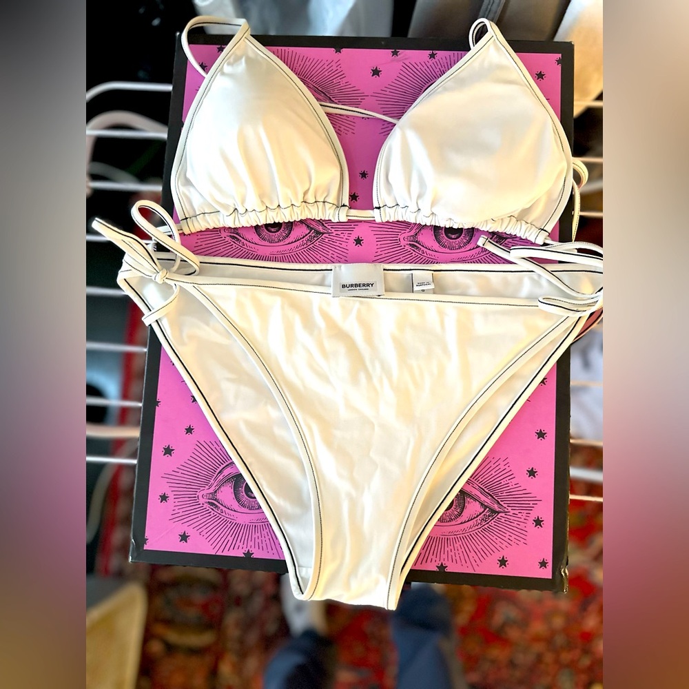 Burberry logo triangle bikini white Never worn.  Nordstrom